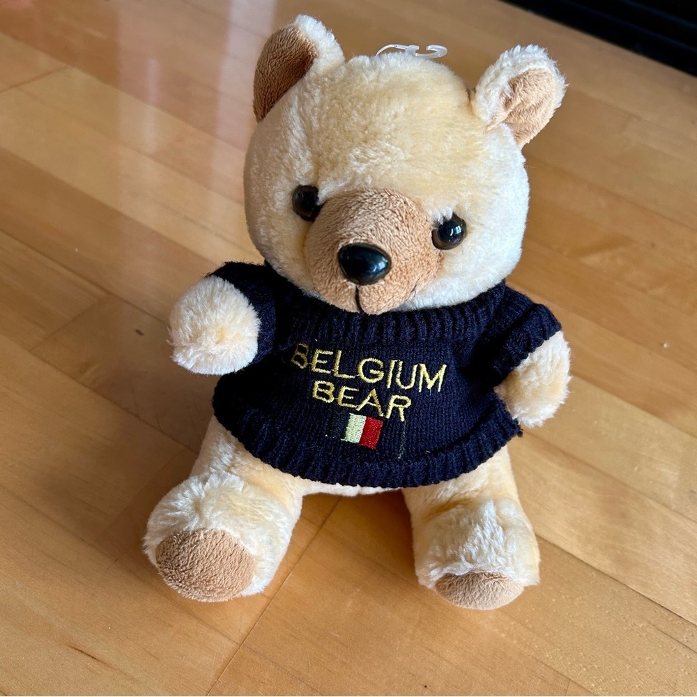 “BELGIUM BEAR 🇧🇪” Teddy Bear with Belgium Country Flag Sweater, Tan, Black